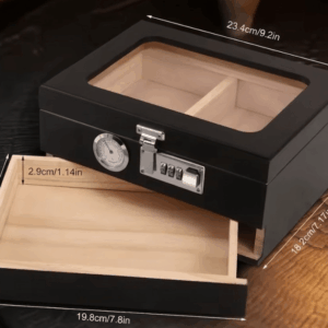 Cave/boite Humidificateur à Cigares Vitrée en Bois de Cèdre - 30 Modules